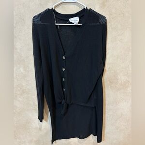 Sadie & Love high low Black Button-Up Knit Cardigan size large lightweight